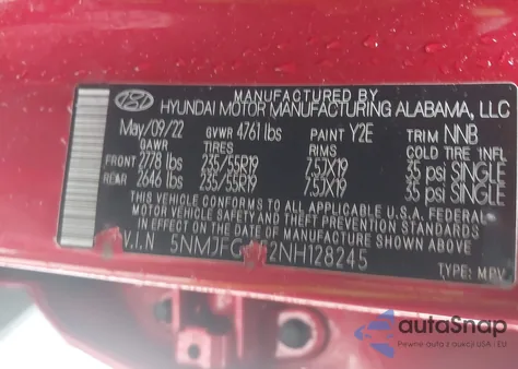 2022 Hyundai Tucson Sel from USA, damaged, VIN 5NMJFCAE2NH128245